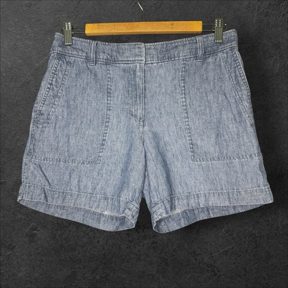 Talbots Pants - Talbots Shorts Women Size 4P 4 Petite Blue Chambray Elastic Back Pocket 5" Ins